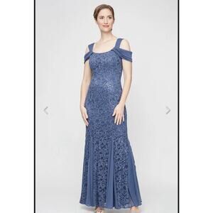 Alex Evening Full Length A-Line Mermaid Style Evening Dress Gown Size 12